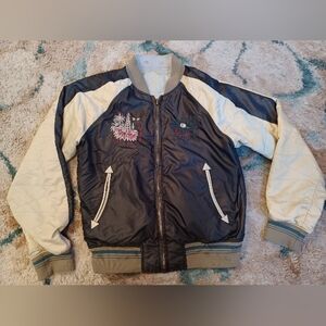 Diesel Reversible Nylon Satin Bomber Jacket Sz L See pics and description